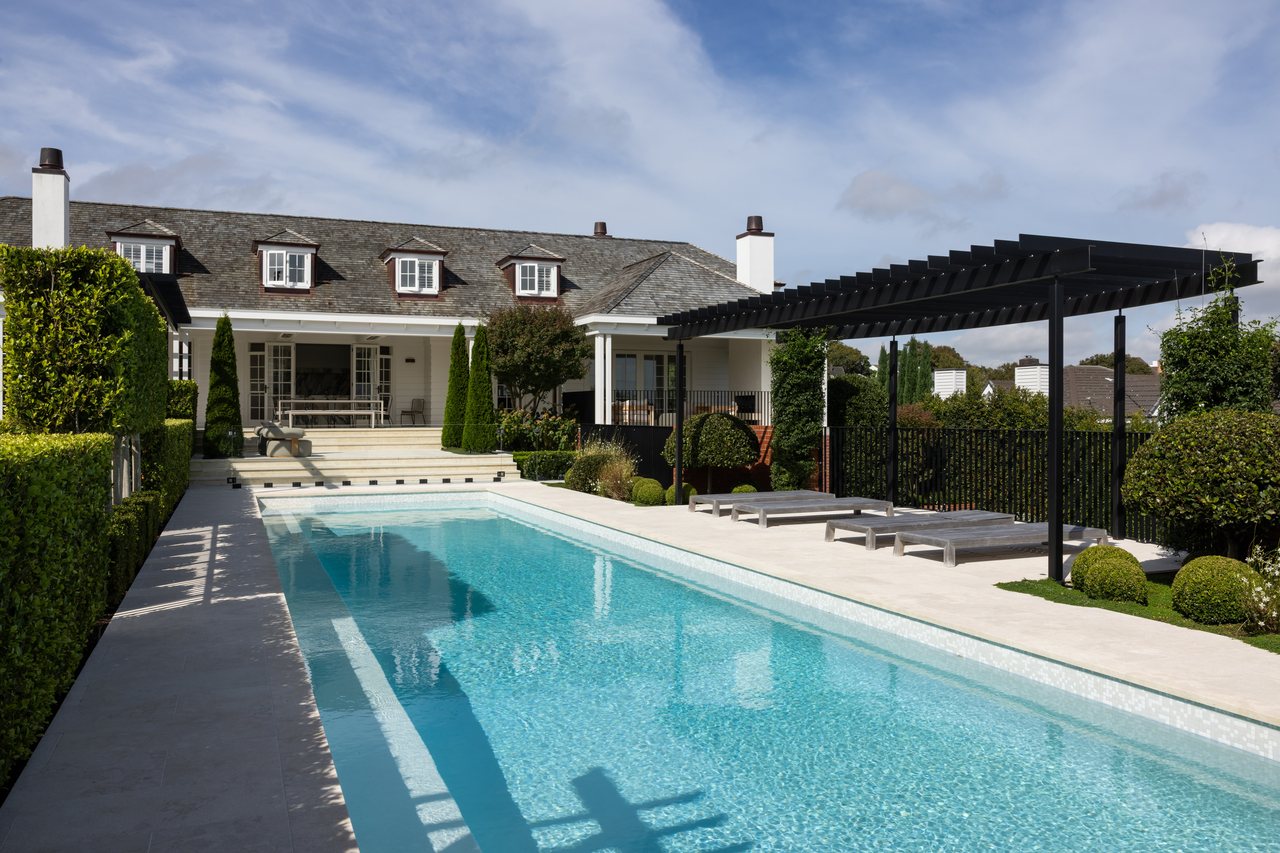 Architect-designed residence with premium weatherboard exterior painting, pool terrace